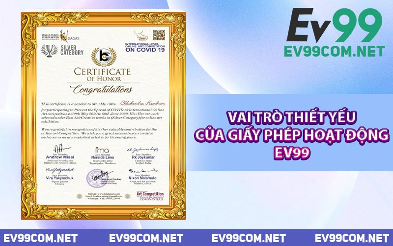Vai Trò Thiết Yếu Của Giấy Phép Hoạt Động EV99